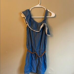 Justice Blue and White Ruffled Jumpsuit (Bin V)